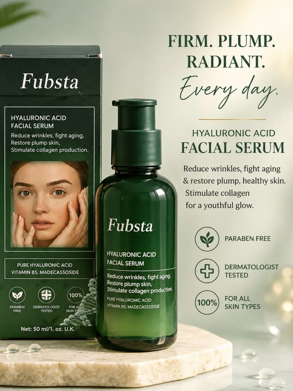 Hyaluronic Acid Facial Serum — Green